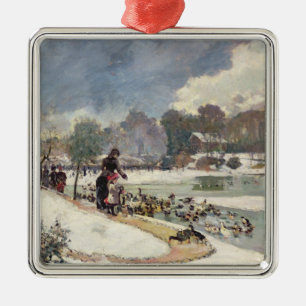 Enten im Bois de Boulogne Silbernes Ornament