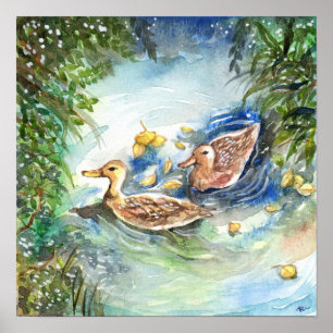 Enten im Teich Poster