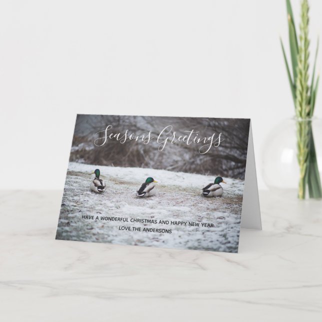 Enten im Winter Schnee Weihnachten Foto Personalis (Vorderseite)