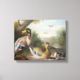 Enten in einer Fluss-Landschaft Leinwanddruck