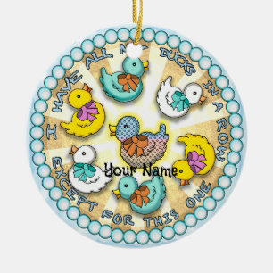 Enten In Einer Reihe Enten-Ornament  Keramik Ornament