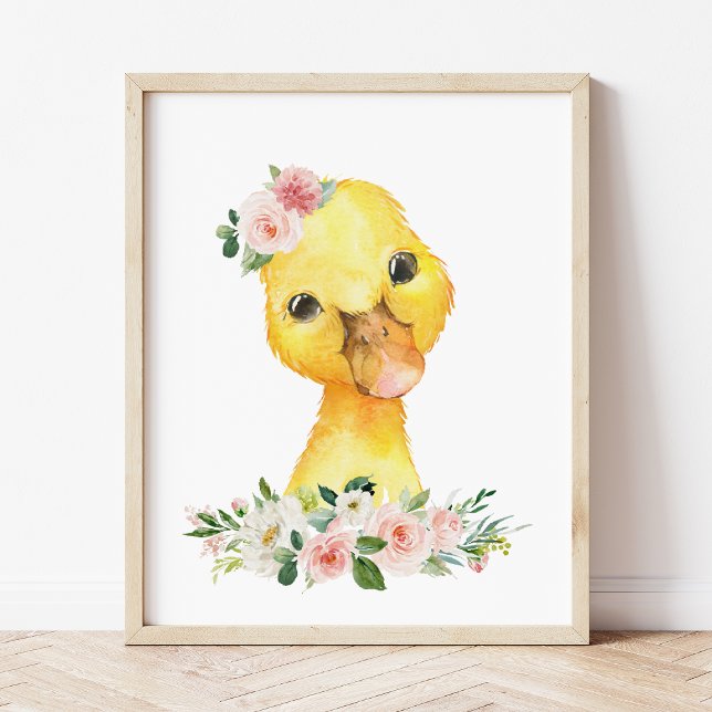 Enten, Landtiere, rosa Blume, Kinderzimmer von Mäd Fotodruck (Von Creator hochgeladen)