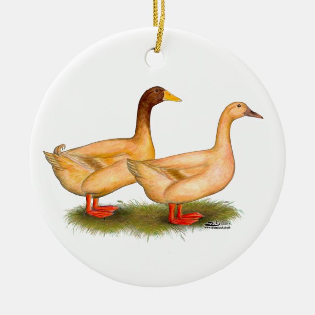 Enten:  Lederfarbenes Orpington Keramik Ornament (Vorne)