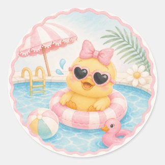 Enten Pool Party Aufkleber | Rosa Sommer Geburtsta