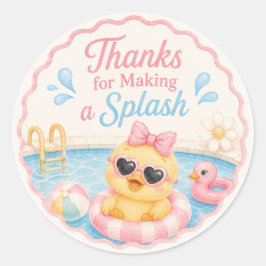 Enten Pool Party Danke Aufkleber | Rosa Sommer