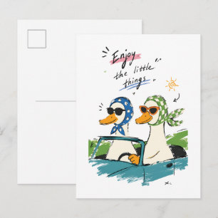 Enten Roadtrip Genieße die kleinen Dinge Niedliche Postkarte