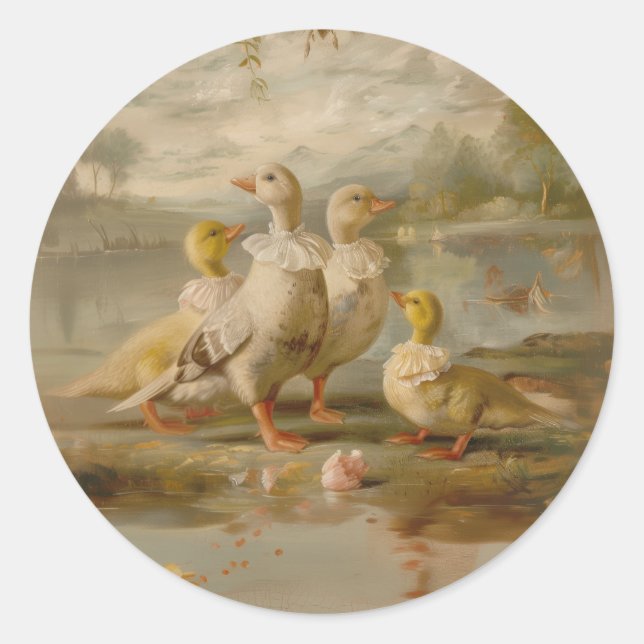 Enten - runde Sticker für Schreibwaren (Vorderseite)