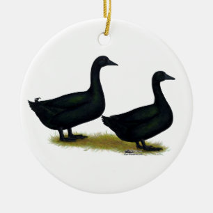 Enten: Schwarze Cayugas Keramikornament
