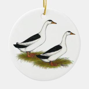 Enten:  Schwarze Elster Keramik Ornament