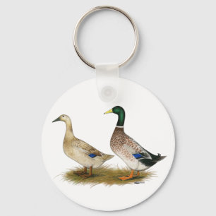 Enten:  Silberner Waliser-Harlekin Schlüsselanhänger