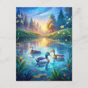 Enten Teich Friedlicher Sonnenaufgang Ruhiger Morg Postkarte