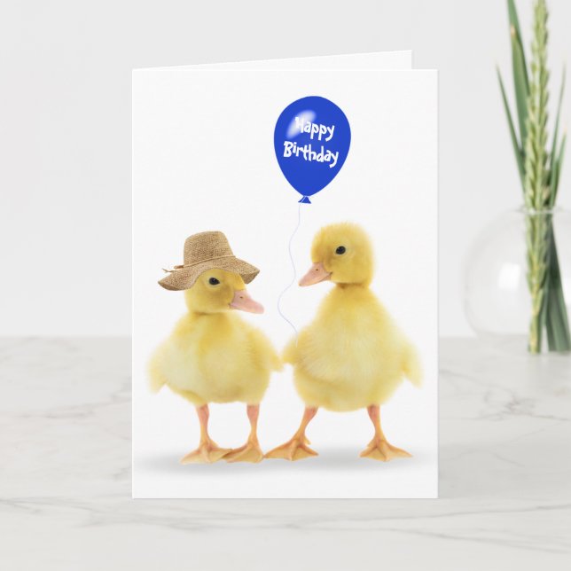 Enten und Ballon Geburtstag Karte (Vorderseite)