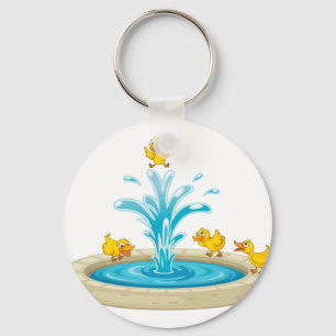 Enten und Brunnen Schlüsselanhänger
