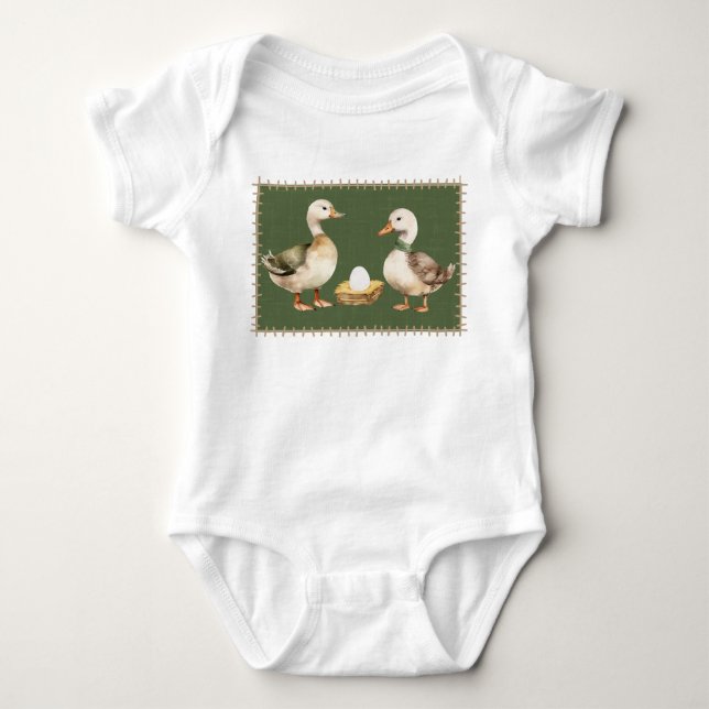 Enten und Ei, grün Baby Strampler (Vorderseite)