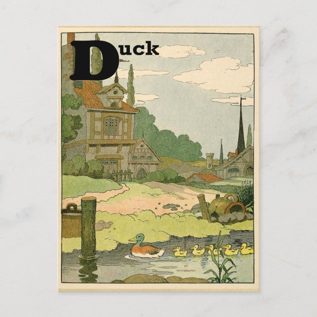Enten und Enkeln Alphabet Letter Postkarte (Vorderseite)