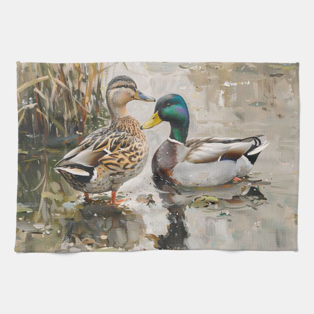 Enten- und Mallard-Malerei Geschirrtuch (Horizontal)