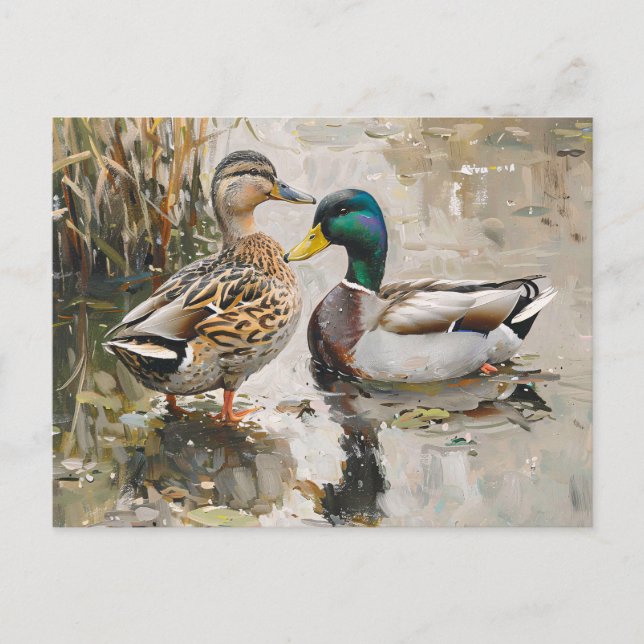 Enten- und Mallard-Malerei Postkarte (Vorderseite)