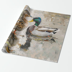 Enten- und Stockenten-Wildmalerei-Decoupage Geschenkpapier