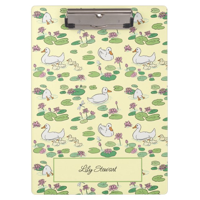 Enten und Wasserlilie Personalisierte Zwischenabla Klemmbrett (Vorderseite)