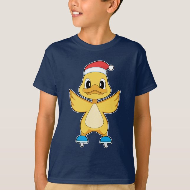 Enten-Weihnachten-Eislaufen T-Shirt (Vorderseite)