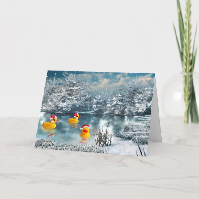 Enten-Weihnachten Feiertagskarte (Vorderseite)