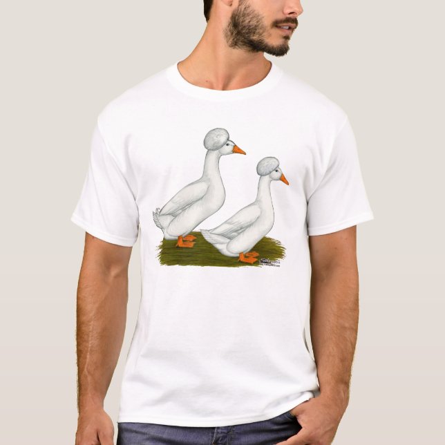Enten:  Weiß Crested T-Shirt (Vorderseite)