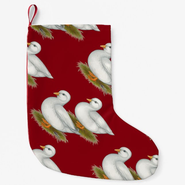 Enten: Weiße Anrufe Kleiner Weihnachtsstrumpf (Vorderseite)