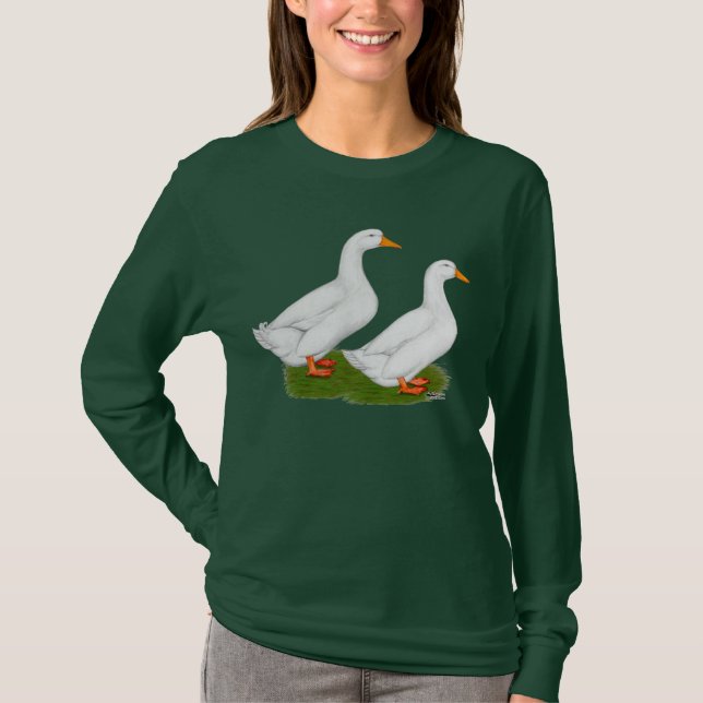 Enten:  Weißes Pekins T-Shirt (Vorderseite)