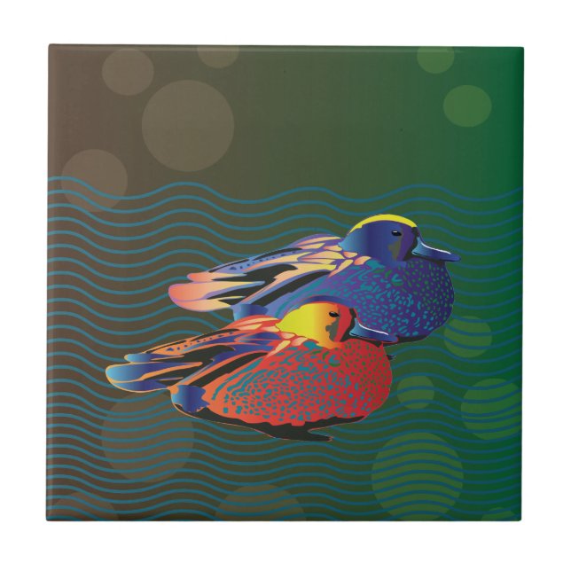 Entenartiges Vogelpaar Fliese (Vorderseite)