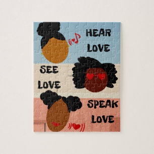 Entendez l'amour, voyez l'amour, parlez le puzzle