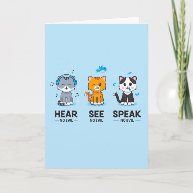 Entendre Voir Parler Pas De Chats Mauvais / Carte  (Devant)
