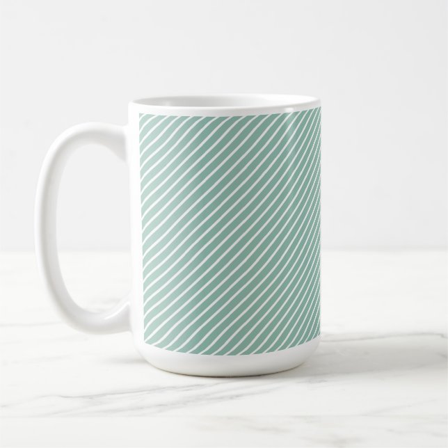 Enteneiblilaue gestreifte florale Wasserfarben-Dai Kaffeetasse (Links)