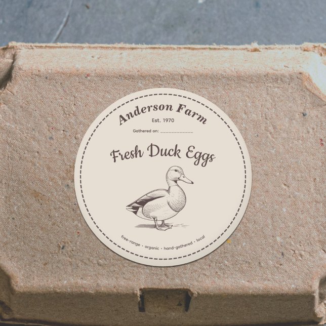 Enteneier-Etikett Braunen Aufkleber (Farm Duck Eggs Label Brown Sticker)