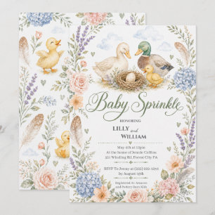 Entenfamilie Ein Geschwister-Baby-Sprinkle-Einladu Einladung