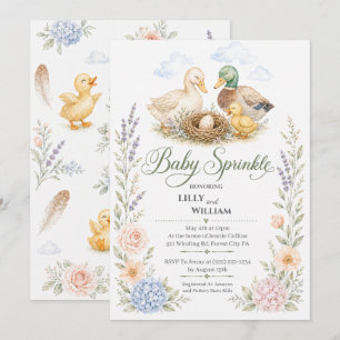 Entenfamilie Ein Geschwister-Baby-Sprinkle-Einladu Einladung