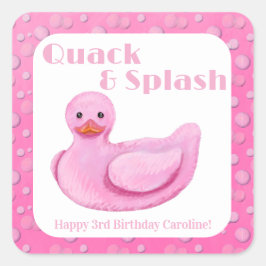 Entengeburtstagseinladung zum 3. Quack- und Splash Quadratischer Aufkleber