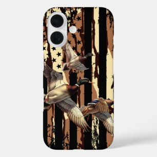 Entenjagd American Flag Waterfowl Bottomland Camou iPhone 16 Hülle