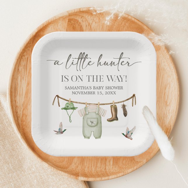 Entenjagd-Baby-Party Pappteller (Little Hunter Duck Baby Shower Paper Plate)