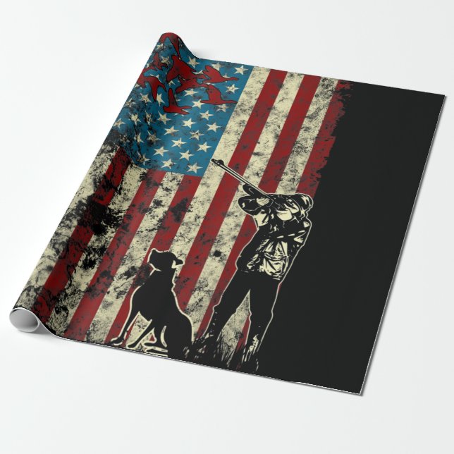 Entenjagd erschüttert Patriotische amerikanische F Geschenkpapier (Ungerollt)