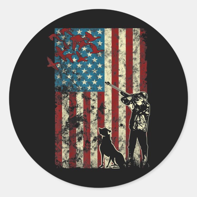 Entenjagd erschüttert Patriotische amerikanische F Runder Aufkleber (Vorderseite)