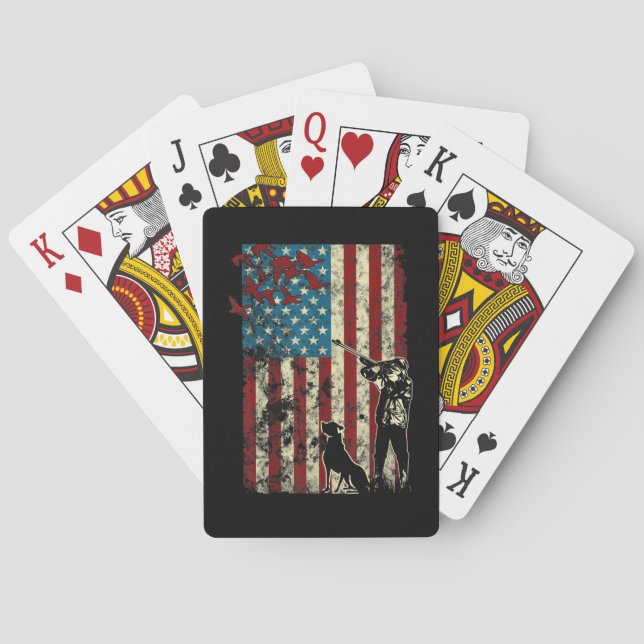 Entenjagd erschüttert Patriotische amerikanische F Spielkarten (Rückseite)