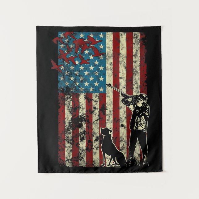 Entenjagd erschüttert Patriotische amerikanische F Wandteppich (Vorderseite)