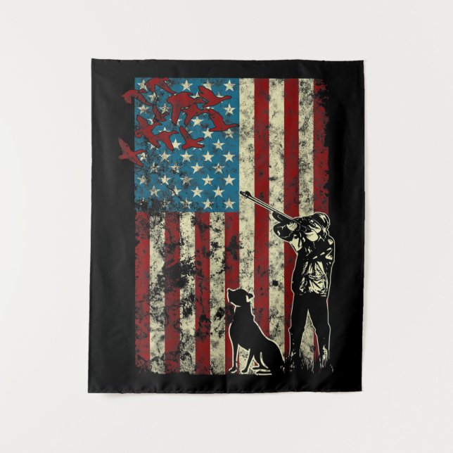 Entenjagd erschüttert Patriotische amerikanische F Wandteppich (Vorderseite)