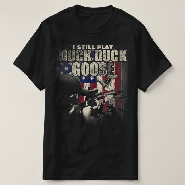 Entenjagd ich spiele noch Entenente Gänse Gif T-Shirt (Design vorne)