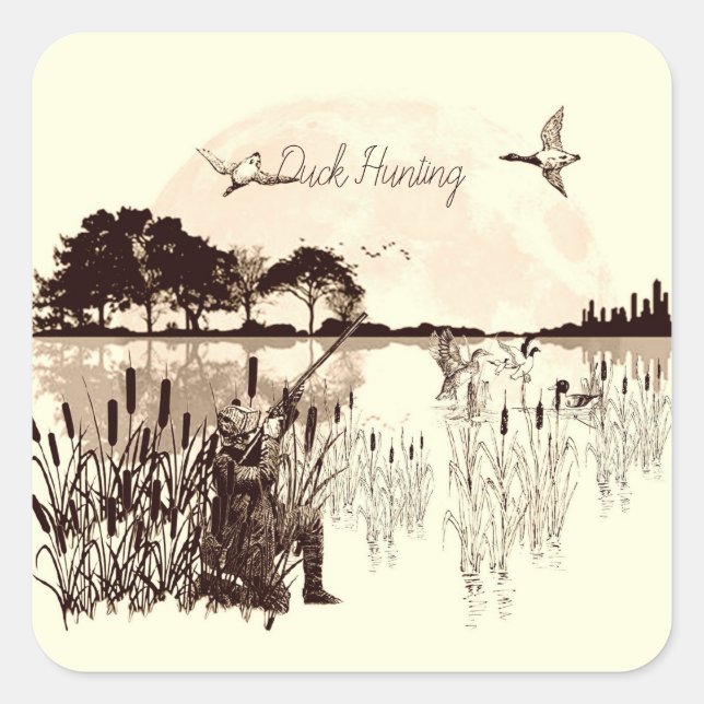 Entenjagd Quadratischer Aufkleber (Vorderseite)
