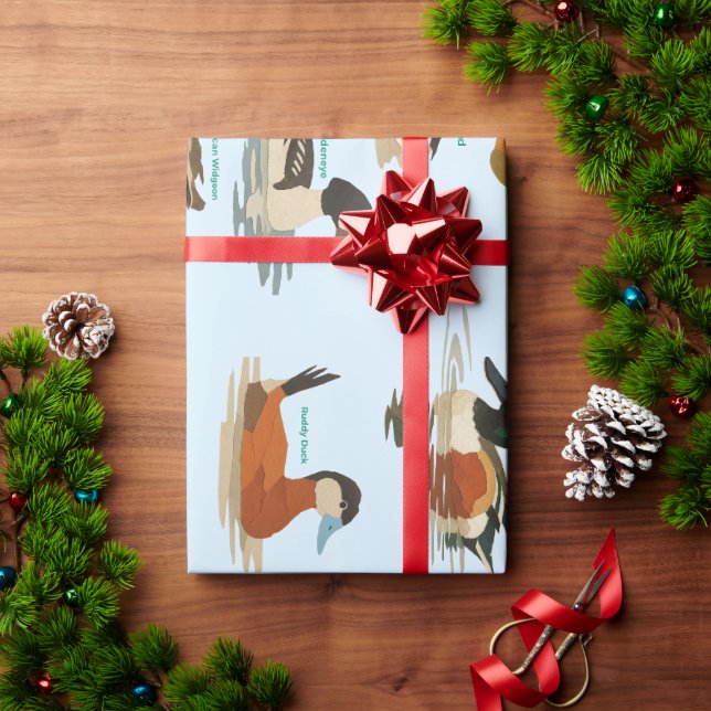 Entenmuster auf blauem Hintergrund Geschenkpapier (Feiertagsgeschenk)