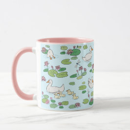 Entenpads Wasserlilie 11 oz. Rosa, blaue Keramik T Tasse