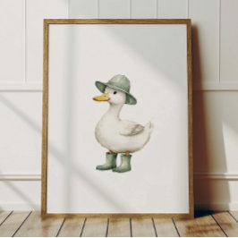 Entenposter mit Salbeigrünen Stiefeln Kinderzimmer Poster