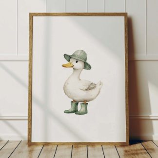 Entenposter mit Salbeigrünen Stiefeln Kinderzimmer Poster