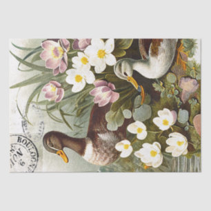 Entenvogel-Dekorative-Blumen-französischer-Postste Seidenpapier